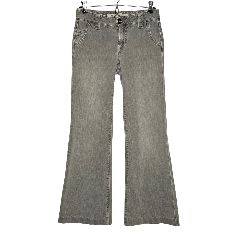 Vintage 2005 Gap Original Long And Lean Jeans Gray Low Rise Flare Y2K Size 1